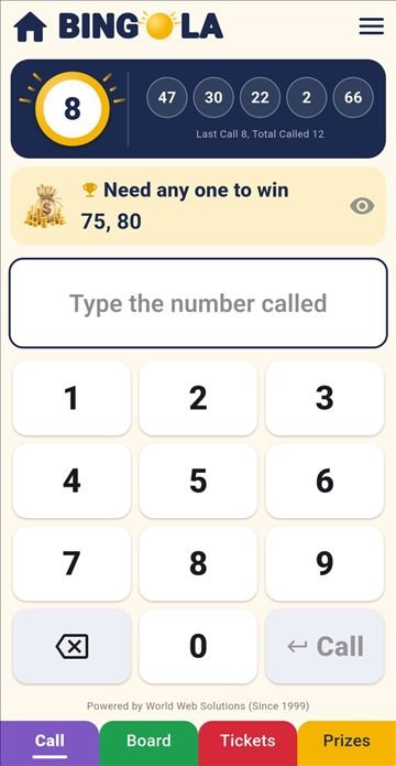 Type the number called